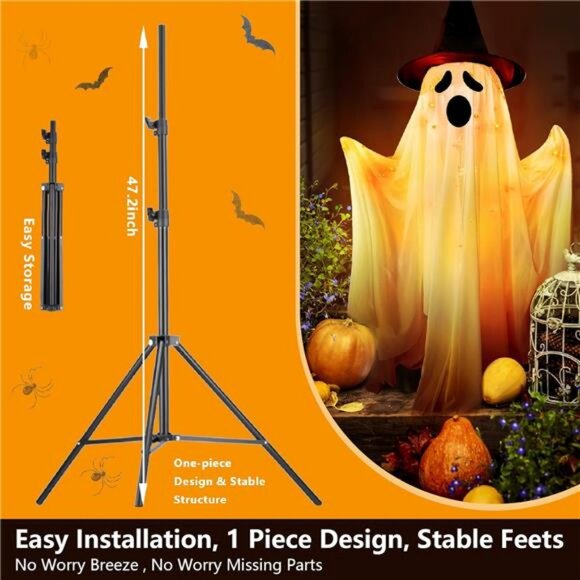 Halloween Decor Outdoor Indoor- 2 Packs Large Light-Up Spooky Standing Ghost - Picture 4 of 7
